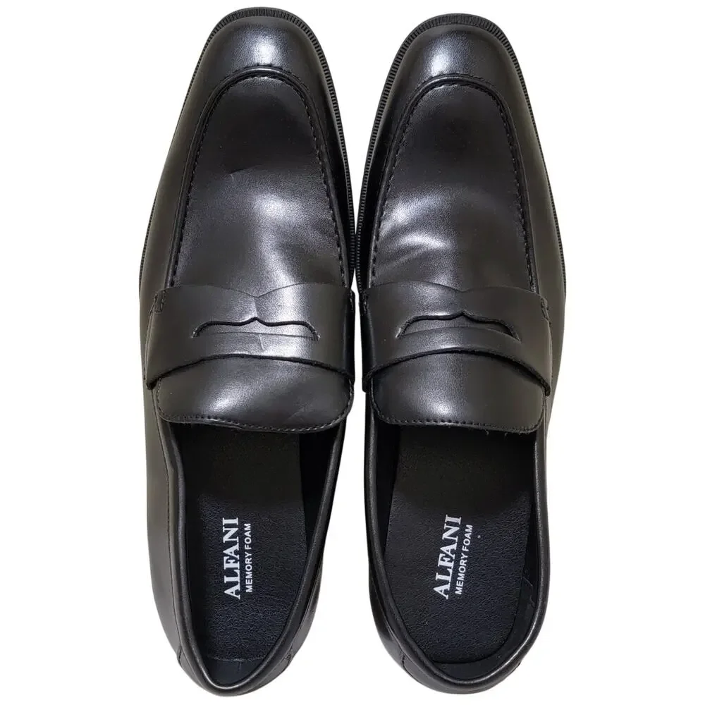 Alfani Men Penny PU Slip On Penny Loafers Size US 8M Black Faux Leather